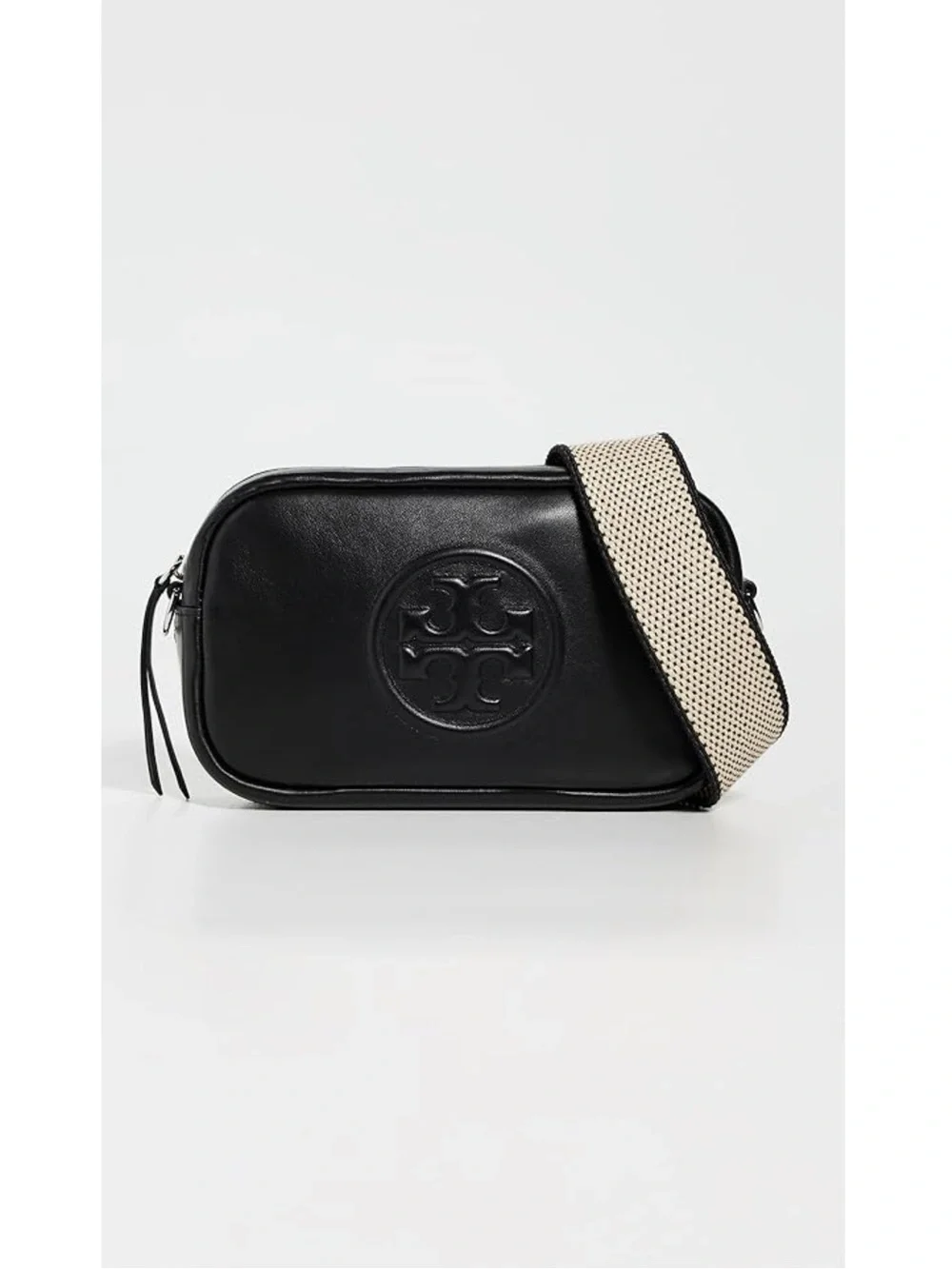 Tory Burch Black Miller Soft Mini Crossbody Bag with Woven Strap - New